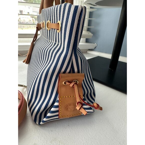 NWOT DB Dooney & Bourke blue and white striped top handle crossbody - Picture 2 of 8